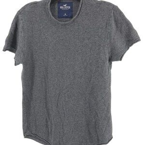 Hollister Women's Boyfriend Top Shirt Short Sleeve Sweater Gray Sz Medium Logo